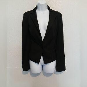 EXPRESS Black Fitted Notched Tailored Feminie Fit One Button Blazer Jacket